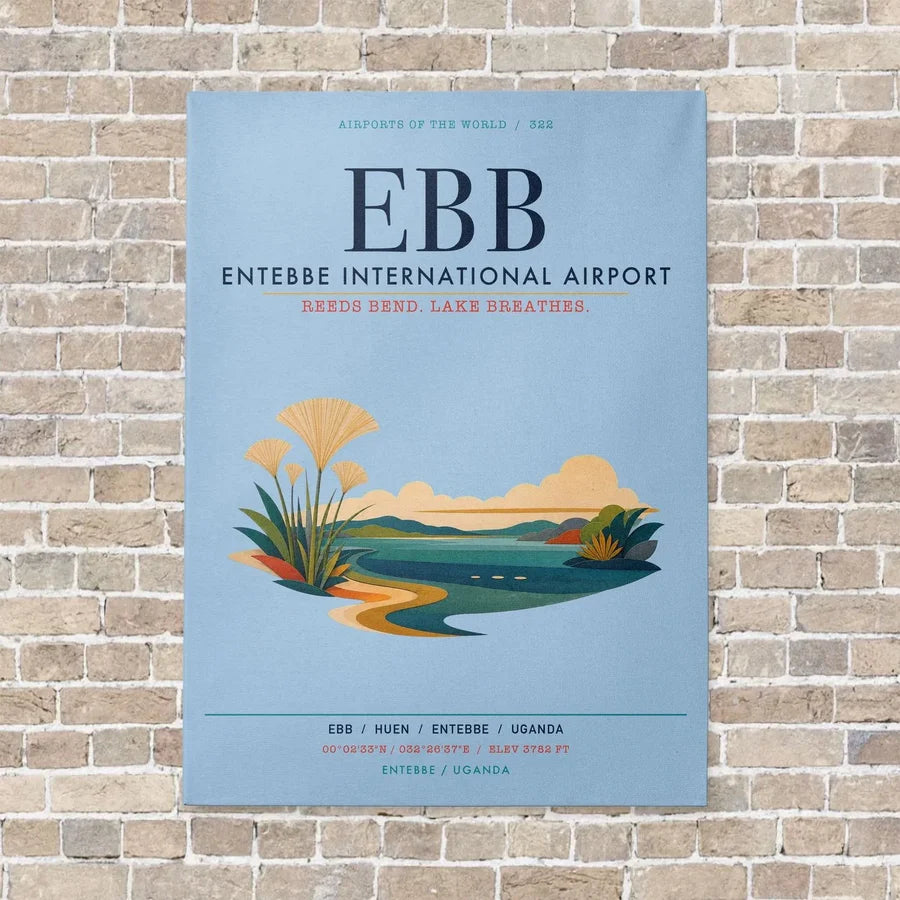 Entebbe International Airport EBB vertical canvas print - no frame - light blue background