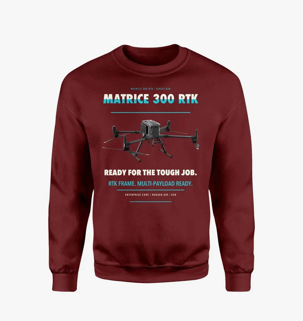 DJI Matrice 300 RTK design on wine red sweatshirt