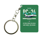 Thumbnail for Pilatus PC-24 design on green designed key chain, double-side print