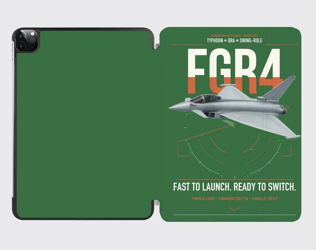 Eurofighter Typhoon FGR4 design on green ipad tablet case