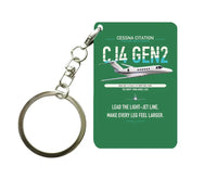 Thumbnail for Cessna Citation CJ4 Gen2 design on green designed key chain, double-side print