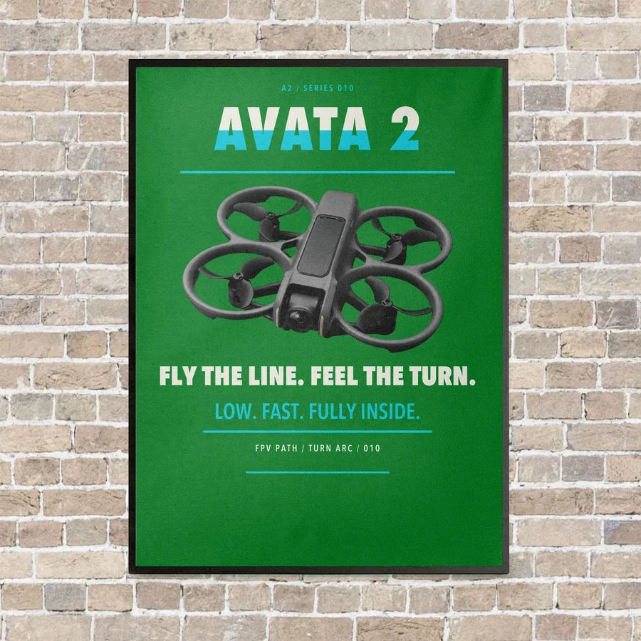 DJI Avata 2 vertical canvas print - framed - green background