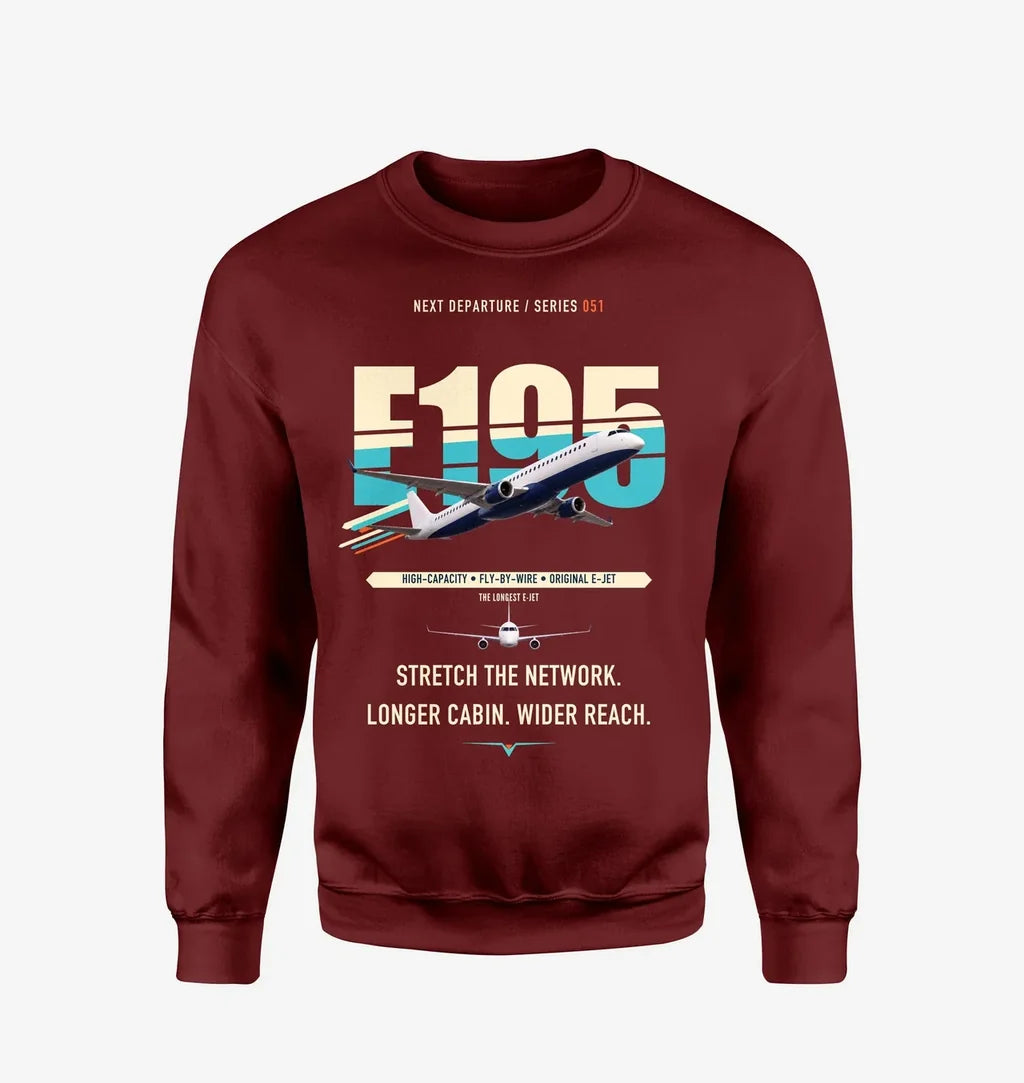 Embraer E195 design on wine red sweatshirt