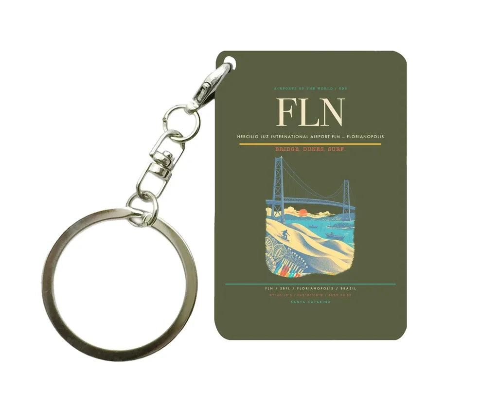 Hercilio Luz International Airport (FLN) design on green army key chain