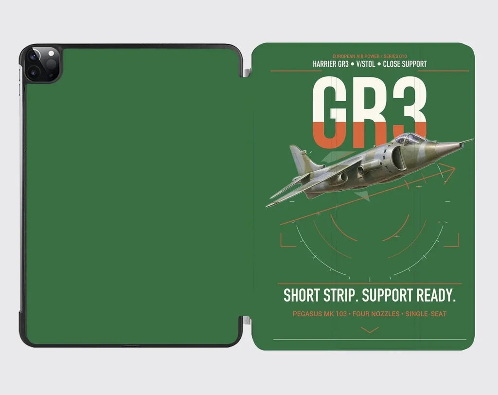 Hawker Siddeley Harrier GR3 design on green ipad tablet case