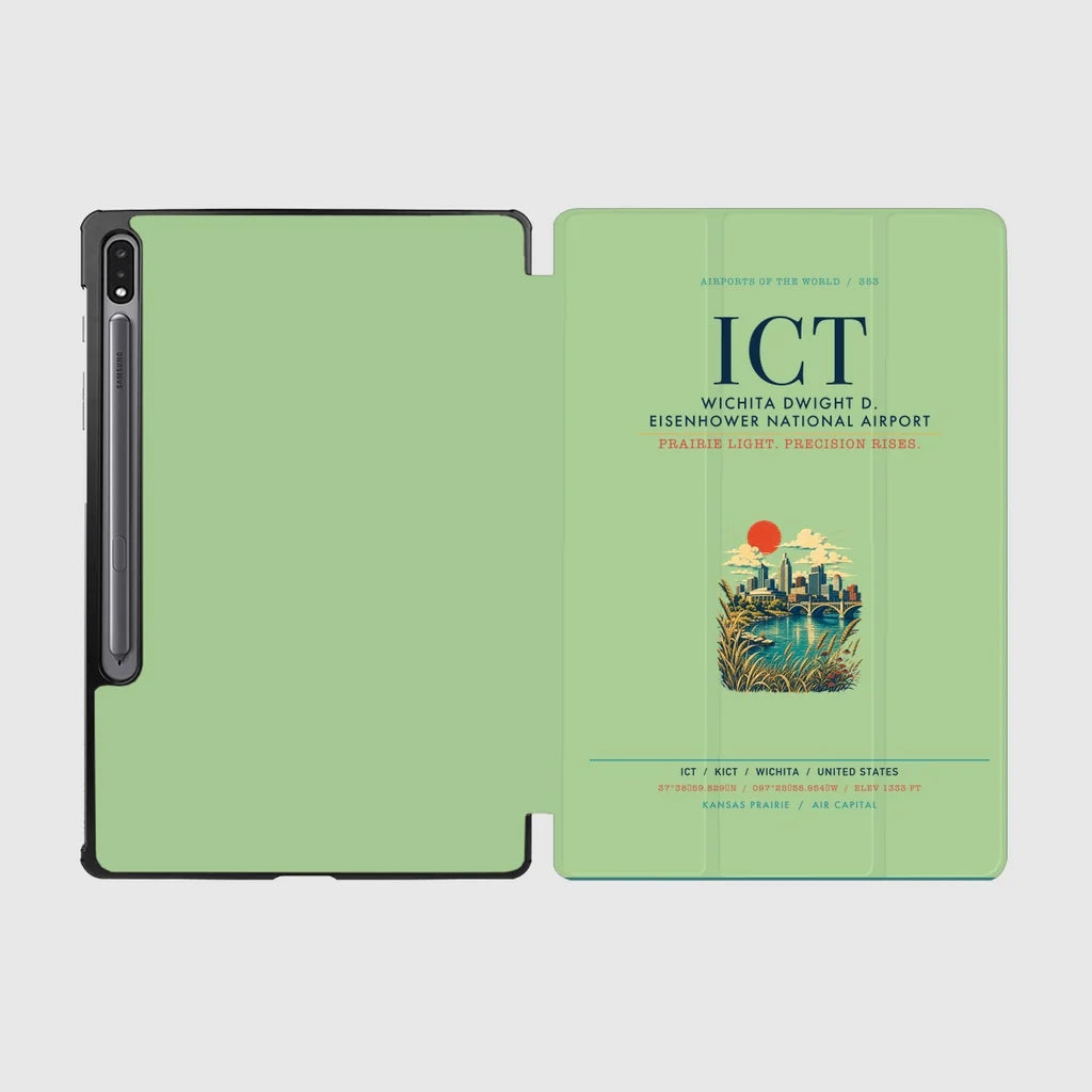 Wichita Dwight D. Eisenhower National Airport (ICT) design on light green samsung tablet tablet case