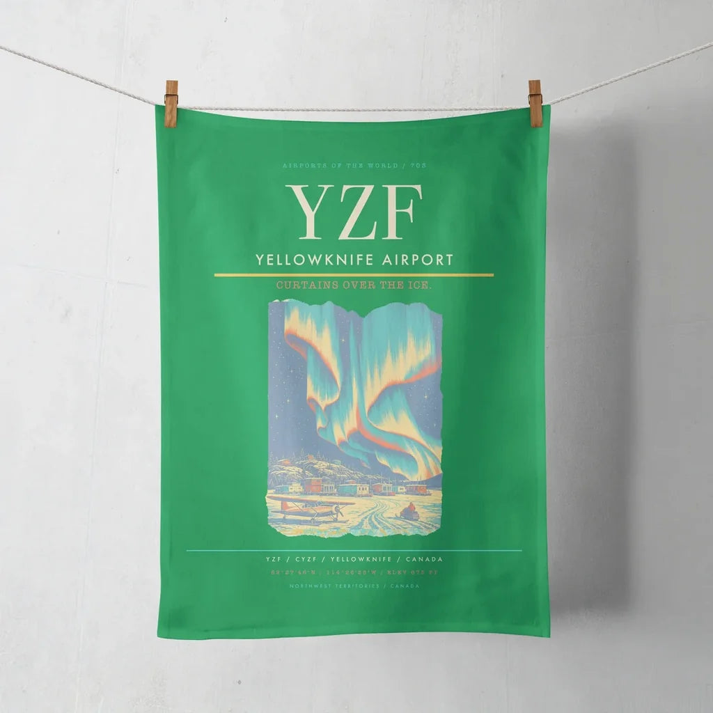 Yellowknife Airport (YZF) design on green towel