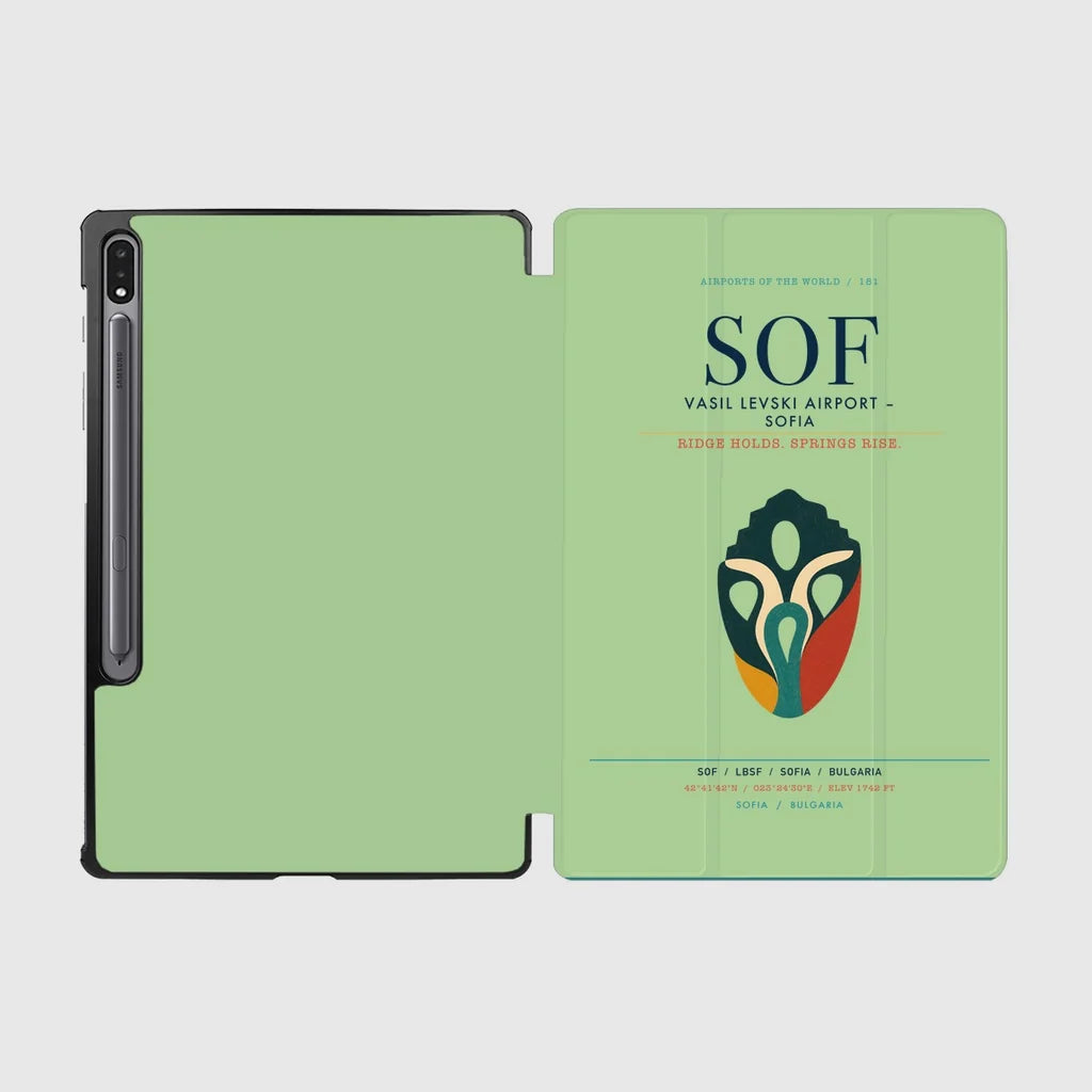 Vasil Levski Airport – Sofia (SOF) design on light green samsung tablet tablet case