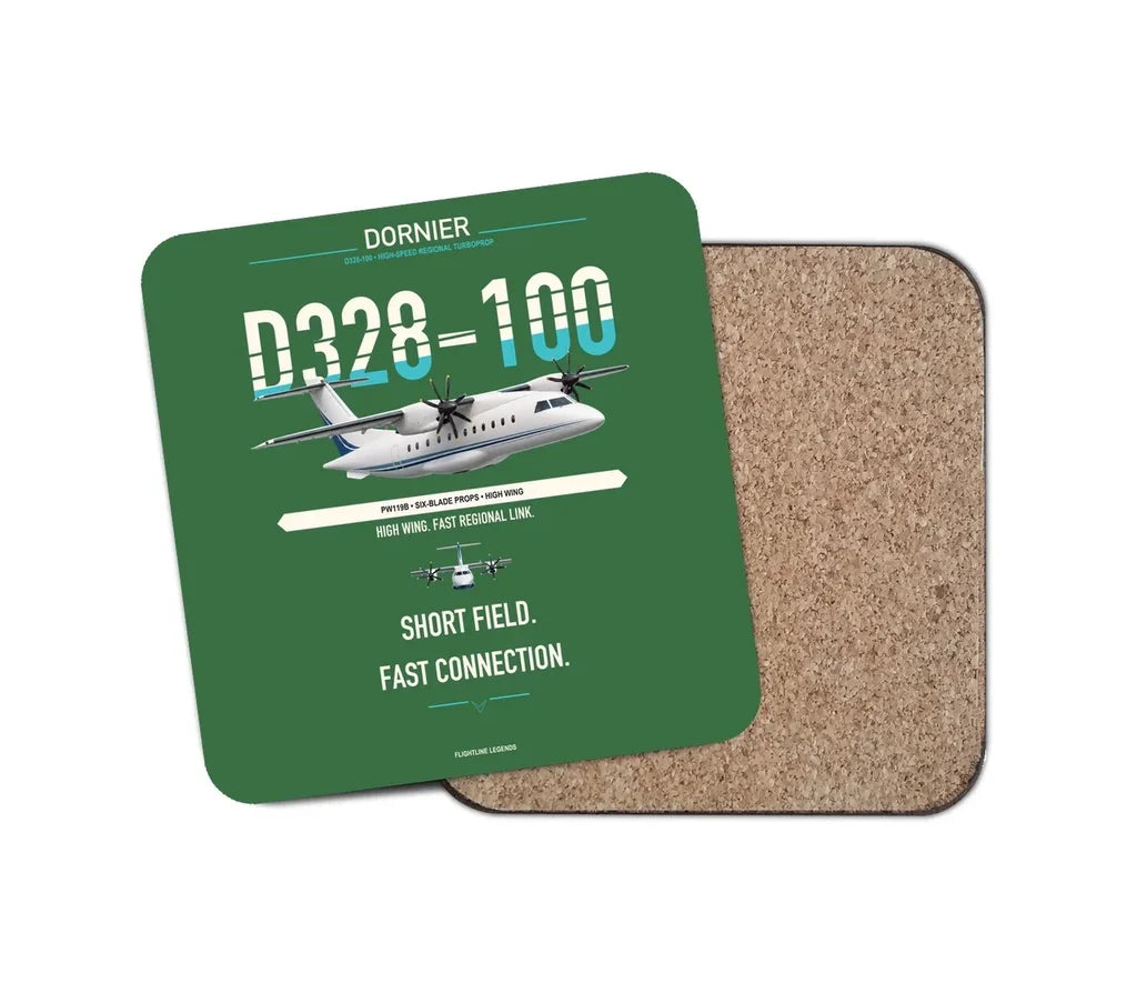 Dornier D328-100 design on green 1 piece coaster