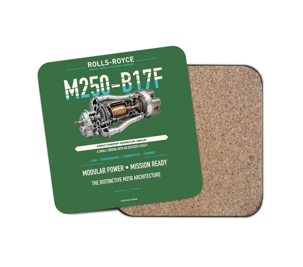 M250-B17F design on green 1 piece coaster