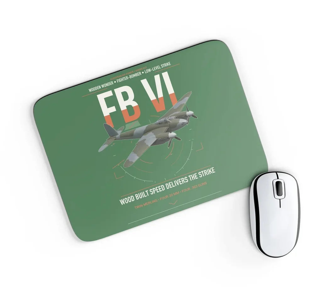 de Havilland Mosquito FB VI design on green rectangle mouse pad