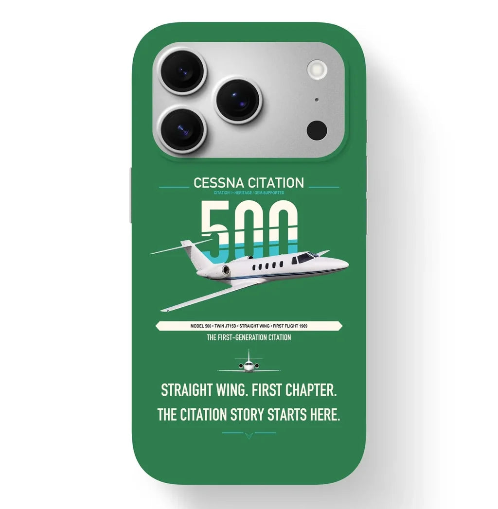 Cessna Citation 500 - Citation I design on green magsafe iphone case, for iPhone 17 Pro