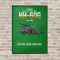 Thumbnail for Sikorsky HH-60G Pave Hawk vertical canvas print - framed - green background