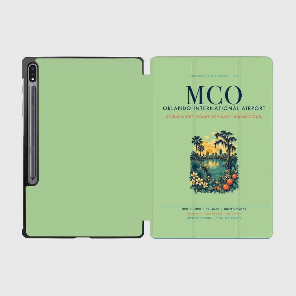 Orlando International Airport (MCO) design on light green samsung tablet tablet case