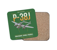 Thumbnail for P-38J Lightning design on green 1 piece coaster