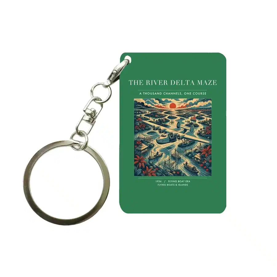 VINTAGE G4274 - The River Delta Maze - Designed Key Chain design on green