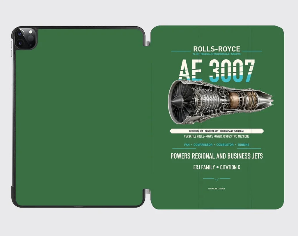 AE 3007 design on green ipad tablet case