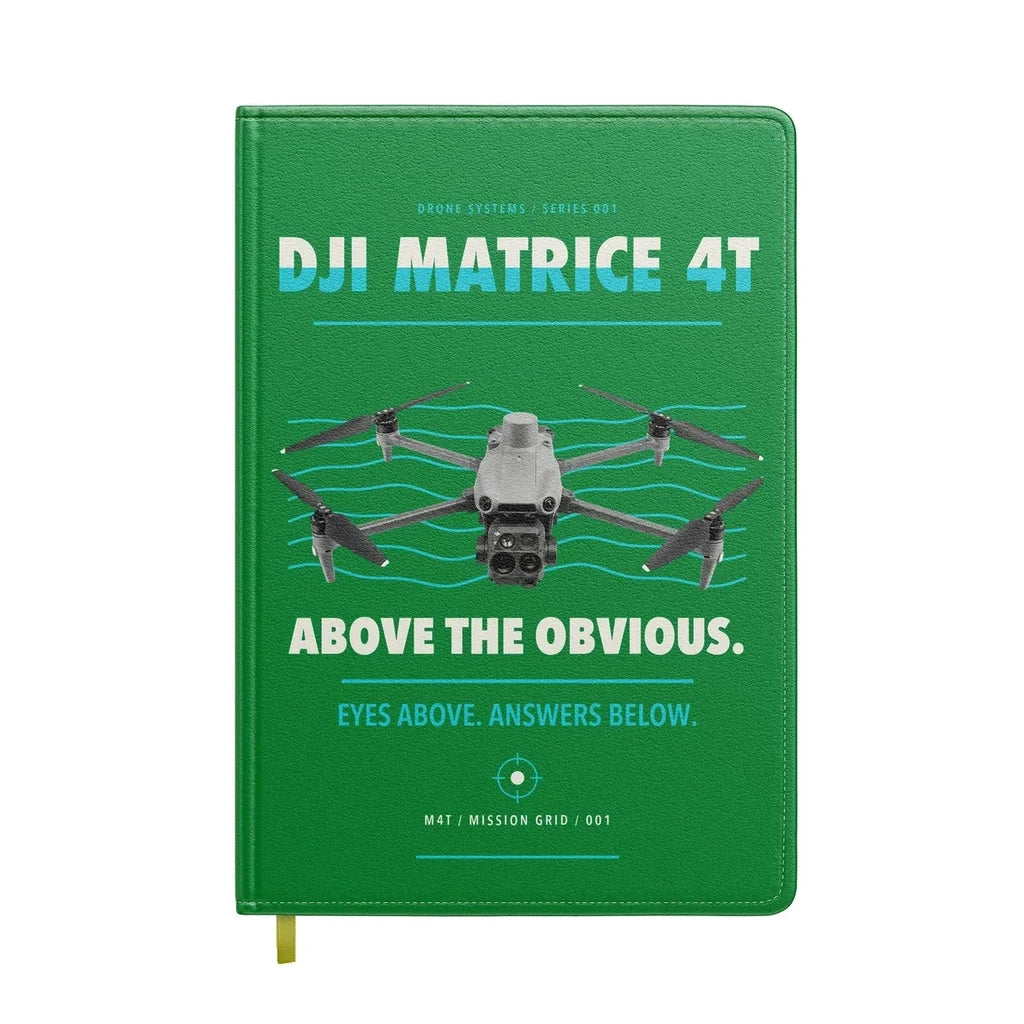 DJI Matrice 4T design on green notebook