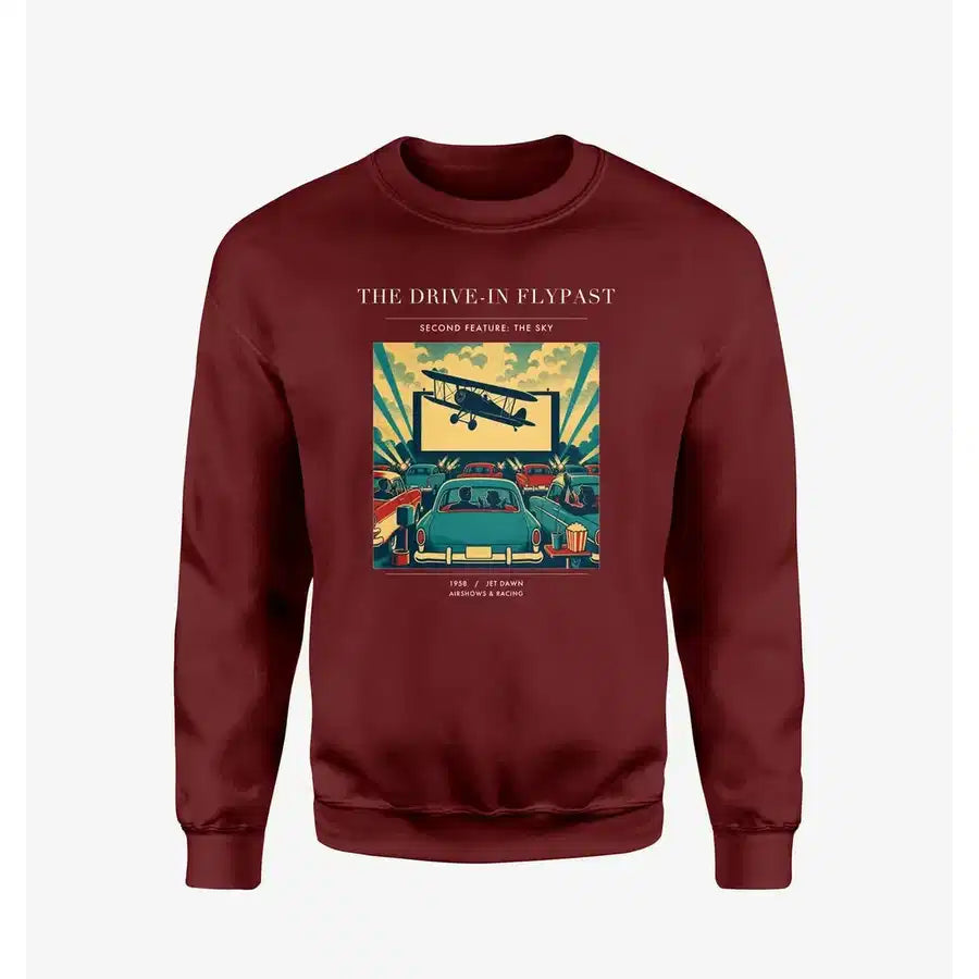 VINTAGE G4397 - The Drive-In Flypast - Designed Sweatshirts design on winered