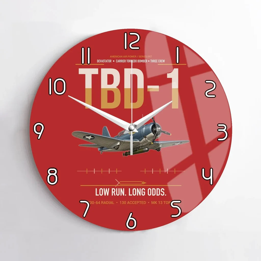 TBD-1 Devastator design on red no frame wall clock