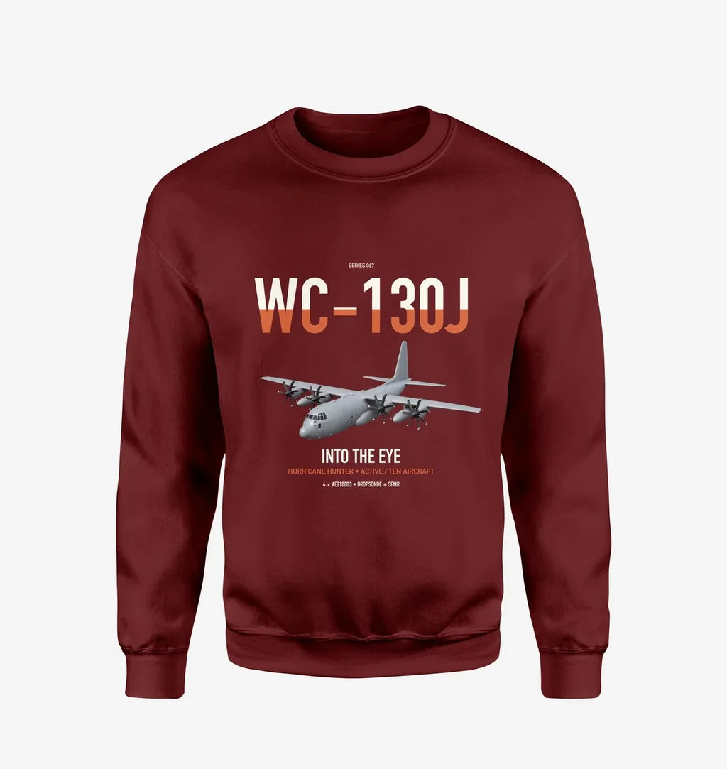 WC-130J Hurricane Hunter design on wine red sweatshirt
