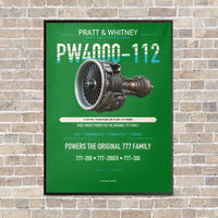 Thumbnail for PW4000-112 vertical canvas print - framed - green background