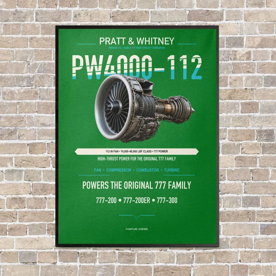 PW4000-112 vertical canvas print - framed - green background