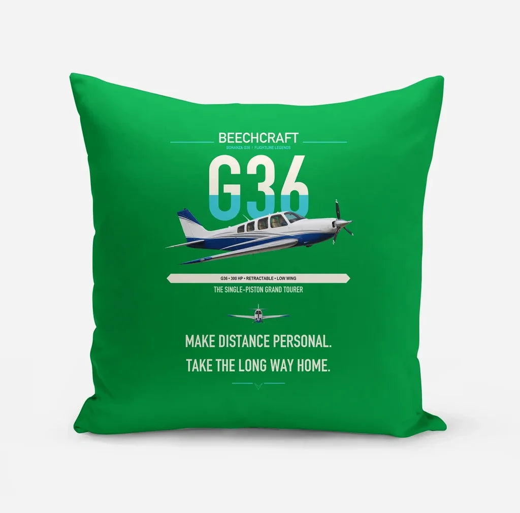 Beechcraft Bonanza G36 design on green pillow