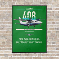 Thumbnail for Cessna 408 SkyCourier vertical canvas print - framed - green background