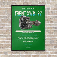 Thumbnail for TRENT XWB-97 vertical canvas print - framed - green background