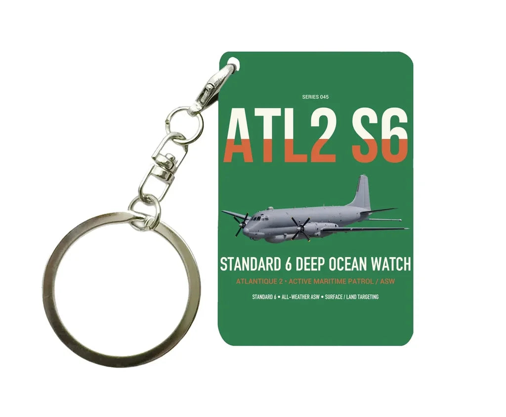Atlantique 2 Standard 6 design on green designed key chain, double-side print