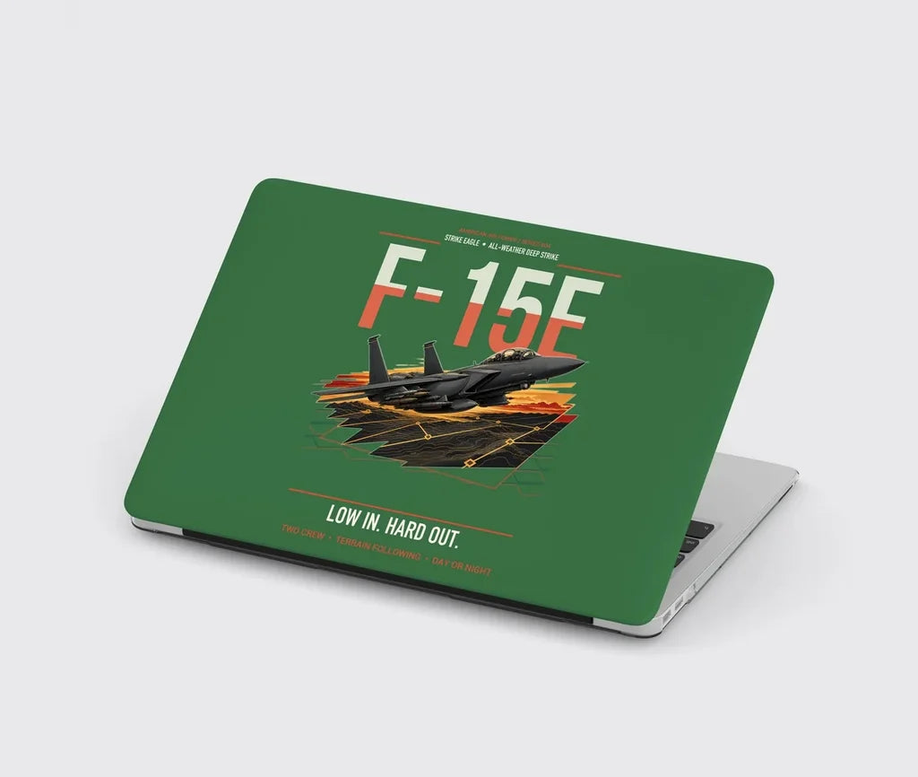 F-15E Strike Eagle design on green MacBook case