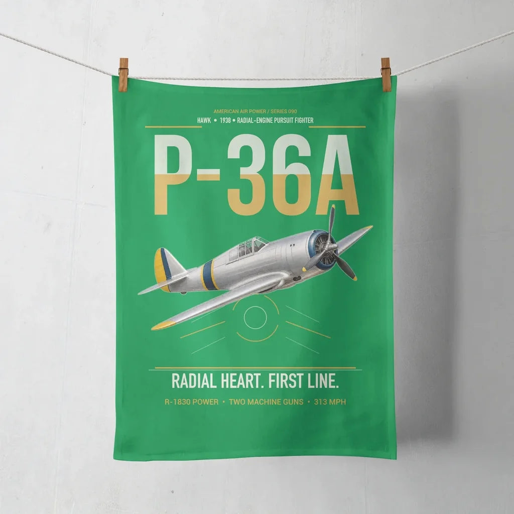 P-36A Hawk design on green towel