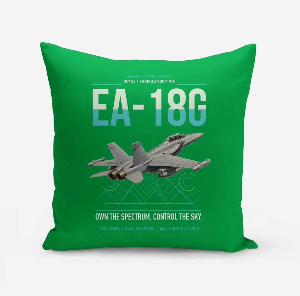 EA-18G Growler design on green pillow