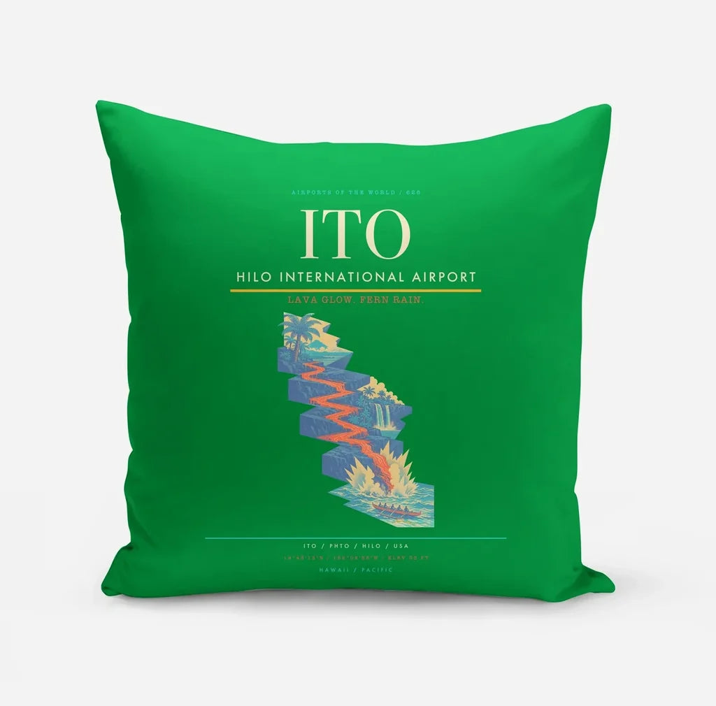 Hilo International Airport (ITO) design on green pillow