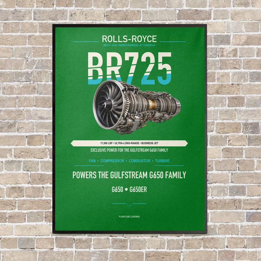 BR725 vertical canvas print - framed - green background