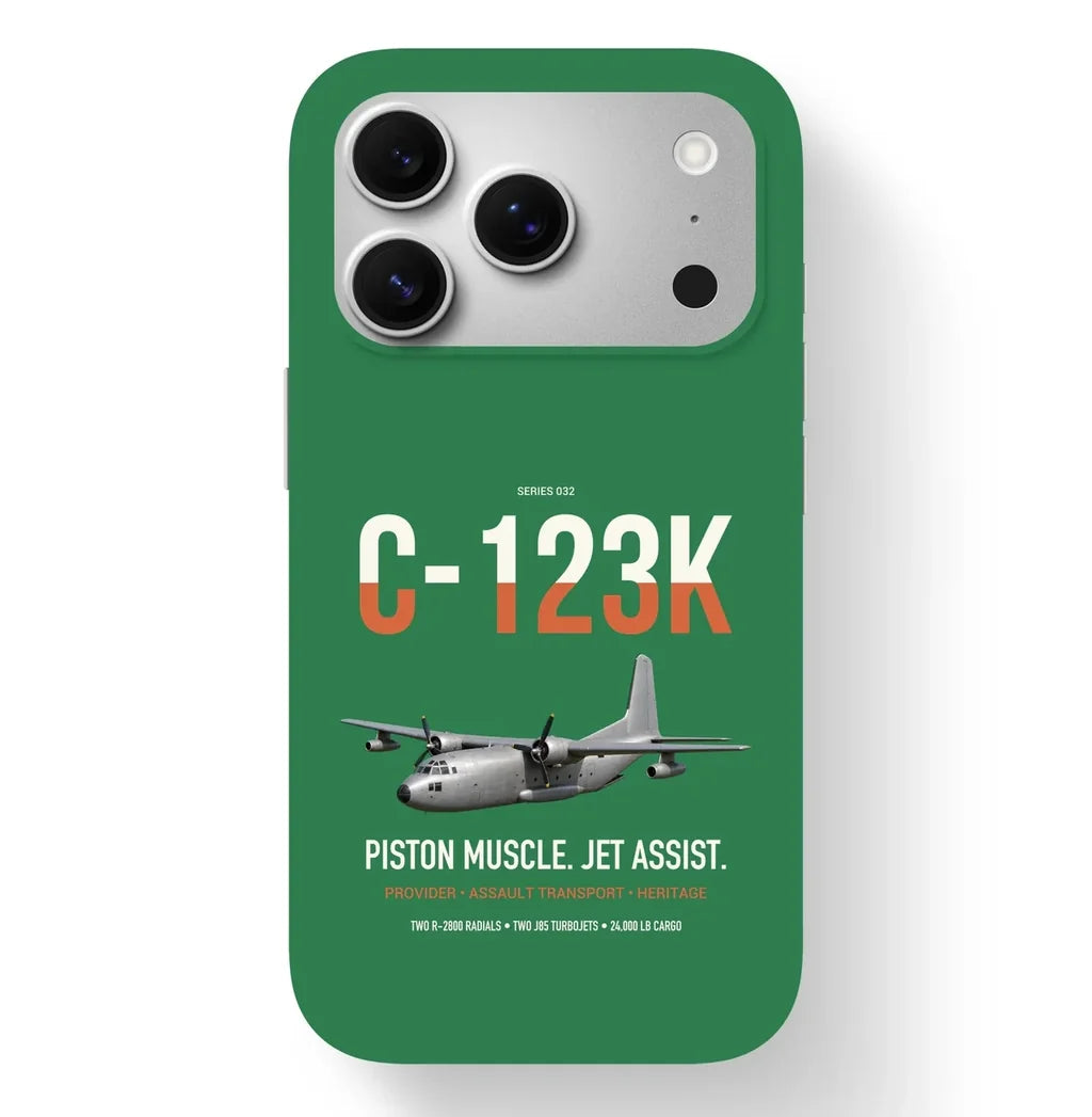 C-123K Provider design on green magsafe iphone case, for iPhone 17 Pro