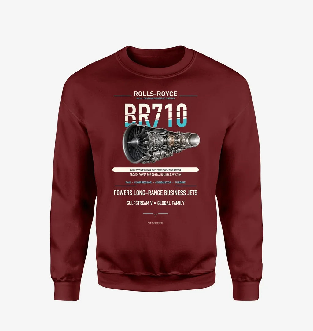 BR710 design on wine red sweatshirt