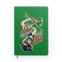 Thumbnail for The Lens Waits For The Perfect Bank design on green notebook