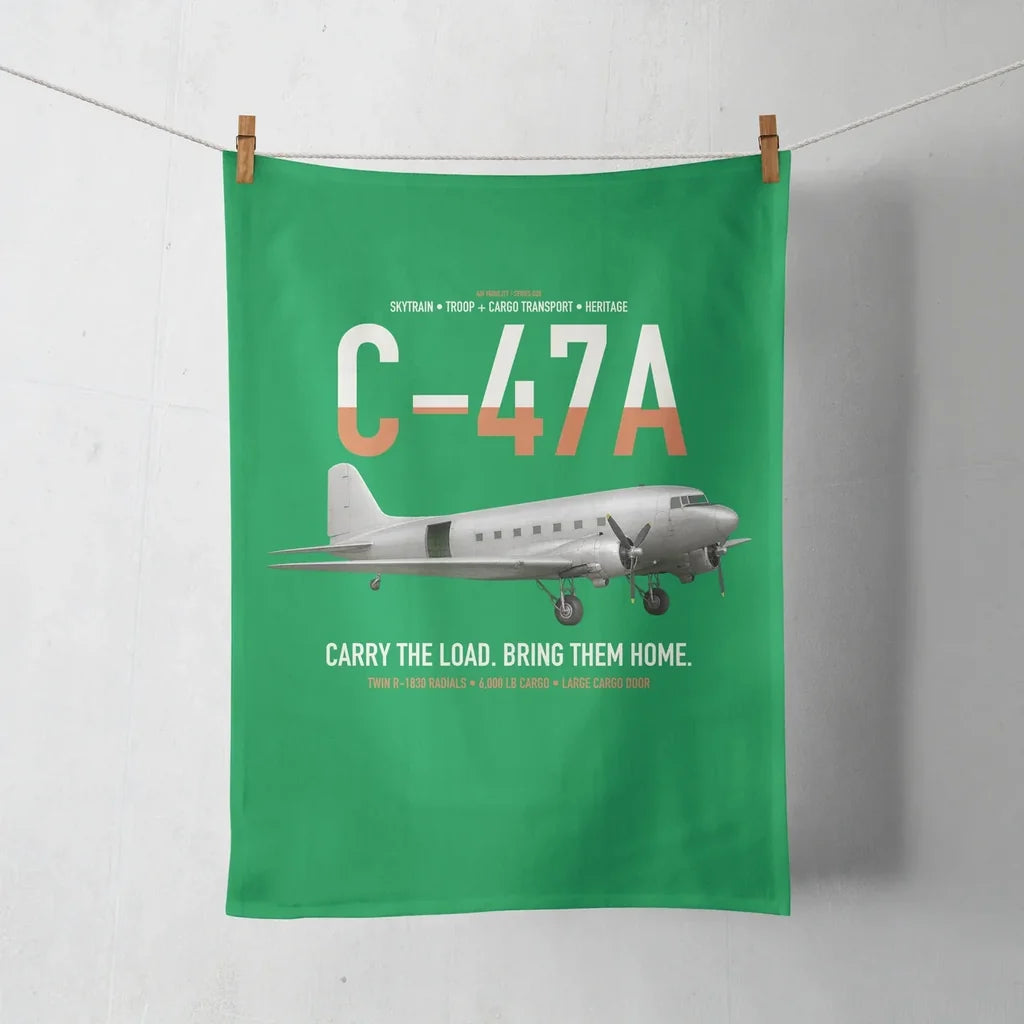C-47A Skytrain design on green towel