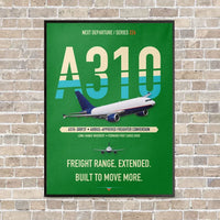 Thumbnail for Airbus A310-300P2F vertical canvas print - framed - green background