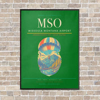 Thumbnail for Missoula Montana Airport MSO vertical canvas print - framed - green background