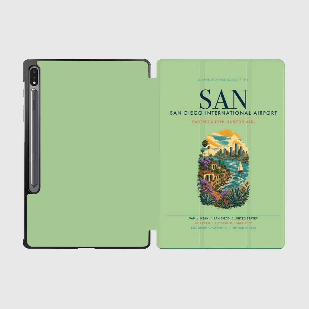 San Diego International Airport (SAN) design on light green samsung tablet tablet case