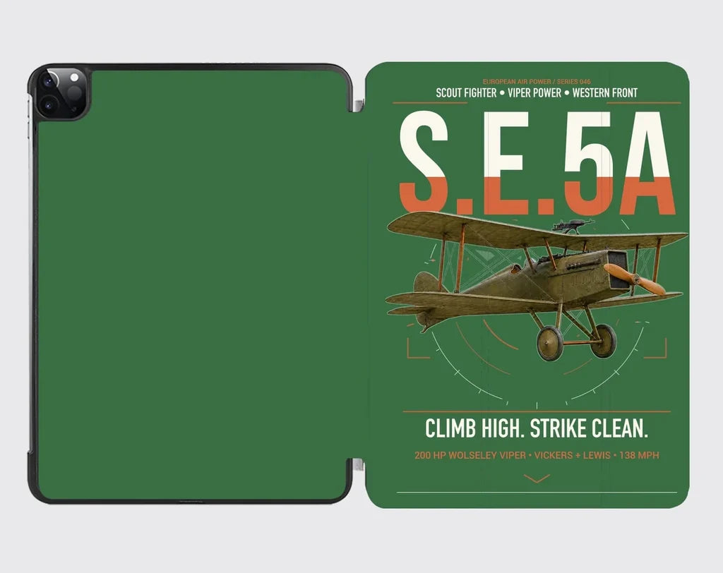 Royal Aircraft Factory S.E.5a design on green ipad tablet case