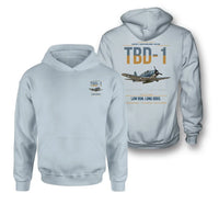 Thumbnail for TBD-1 Devastator design on light blue double-side hoodie, double-side print