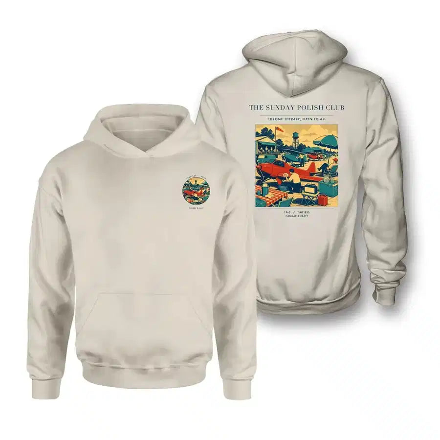 VINTAGE G4436 - The Sunday Polish Club - Double-Side Hoodie design on khaki double side