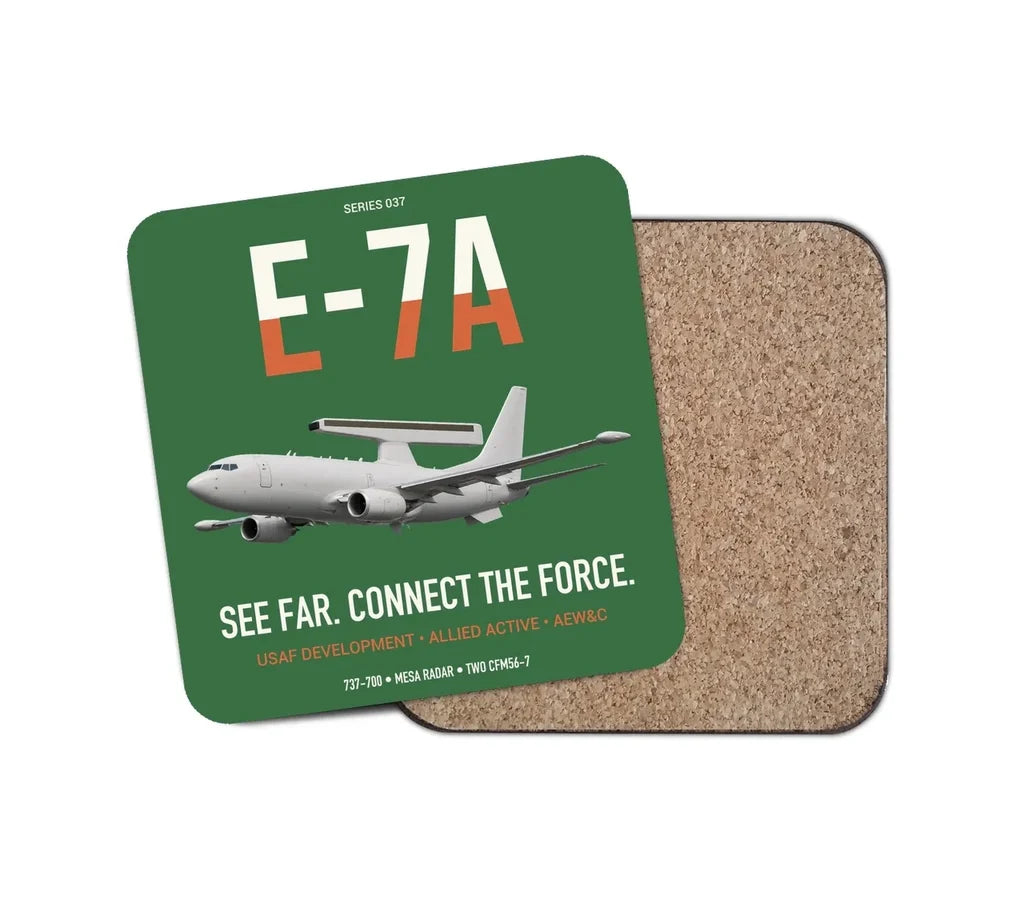 E-7A Wedgetail design on green 1 piece coaster