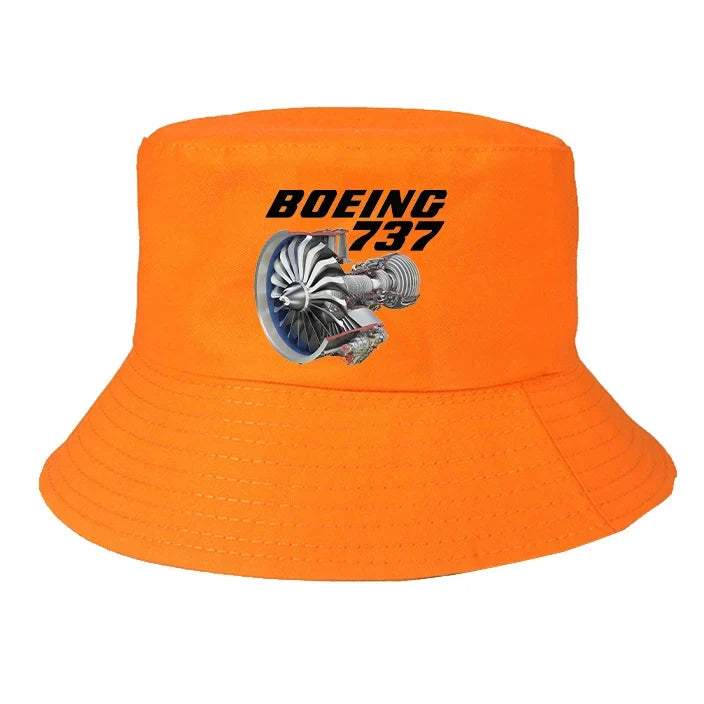 Boeing 737+Text & CFM LEAP-1 Engine summer hat - orange