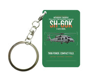 Thumbnail for Mitsubishi Sikorsky SH-60K design on green designed key chain, double-side print