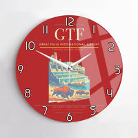 Thumbnail for Great Falls International Airport (GTF) design on red no frame wall clock